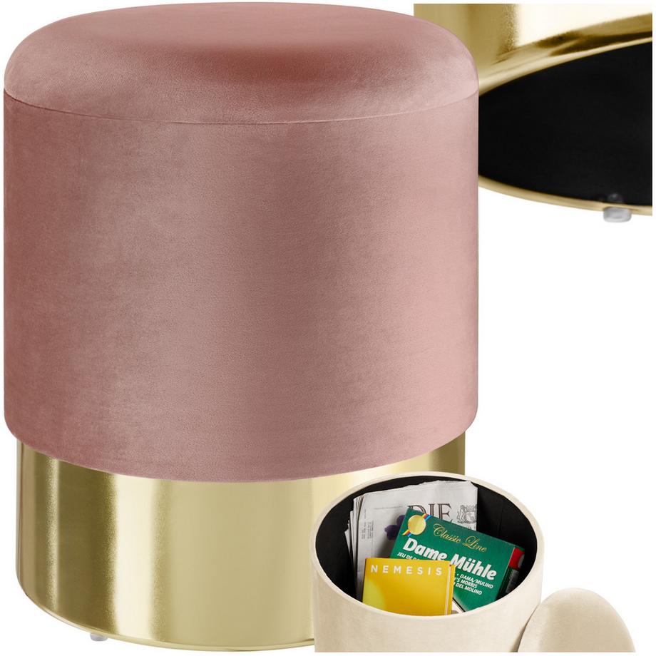 Tectake Tabouret avec espace de rangement SARINA rond  