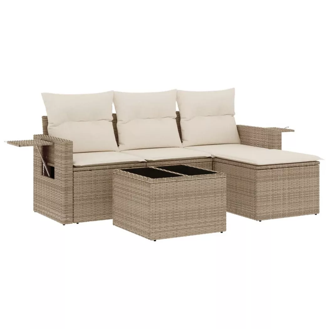 Vidaxl Set Divano Da Giardino 4 Pz Con Cuscini Beige In