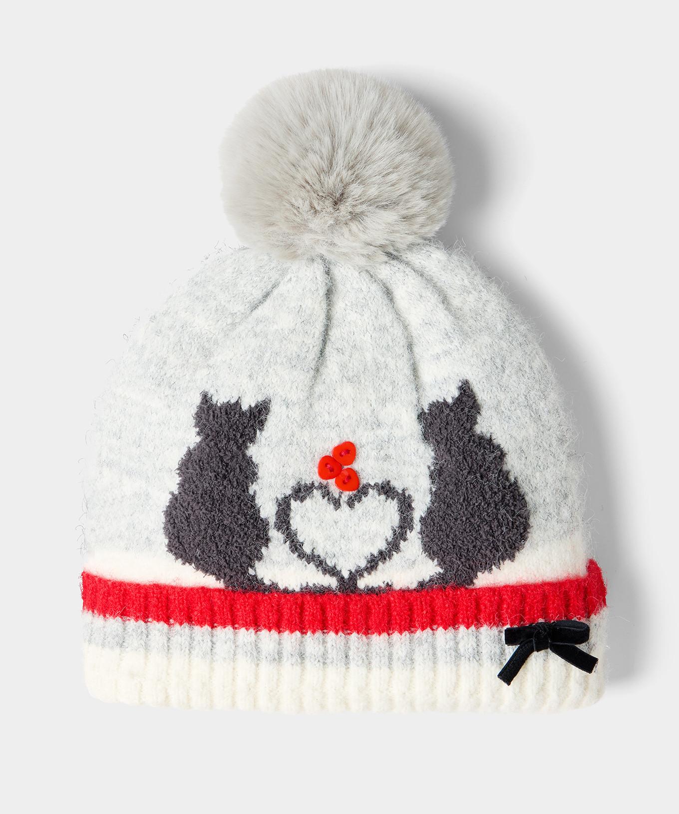 Joe Browns Berretto con pompon motivo gatto e dettagli a bottone  