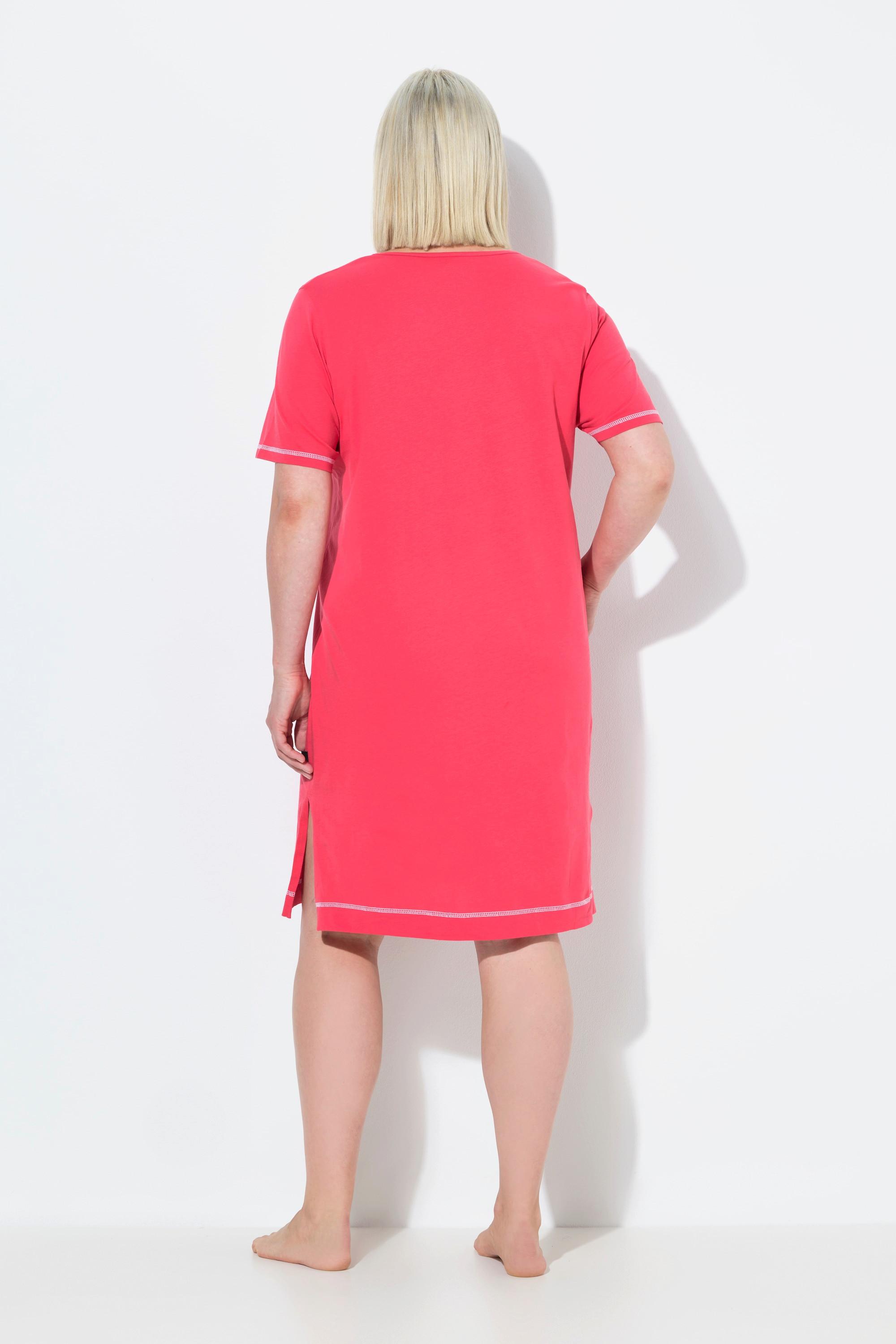 Ulla Popken Camicia da Notte Stampa Piazzata Scollo a V Mezza Manica  