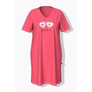 Ulla Popken Camicia da Notte Stampa Piazzata Scollo a V Mezza Manica  