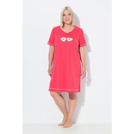 Ulla Popken Camicia da Notte Stampa Piazzata Scollo a V Mezza Manica  