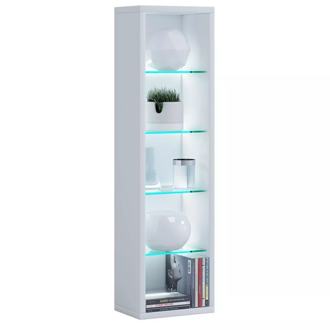 VCM - Holzregal stehend | platzsparender CD-Schrank | Elegantes DVD-Regal stehend | Blu-Ray Regal | CD Regal - Rasato, One Size, Blanco
