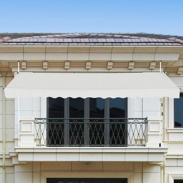 395 cm Breit Klemmmarkise ohne Bohren UV-beständige Balkonmarkise Höhenverstellbare Markise Beige