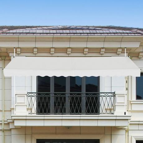 Northix Store à pince de 395 cm de large sans perçage, auvent de balcon résistant aux UV, auvent réglable en hauteur, beige  