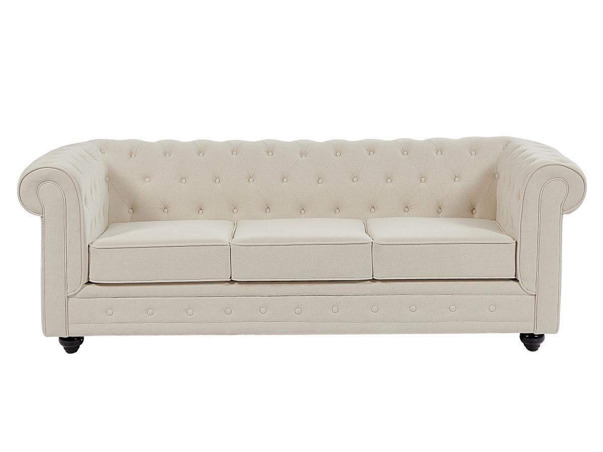 Vente-unique Sofa 3-Sitzer - Stoff - Beige - CHESTERFIELD  