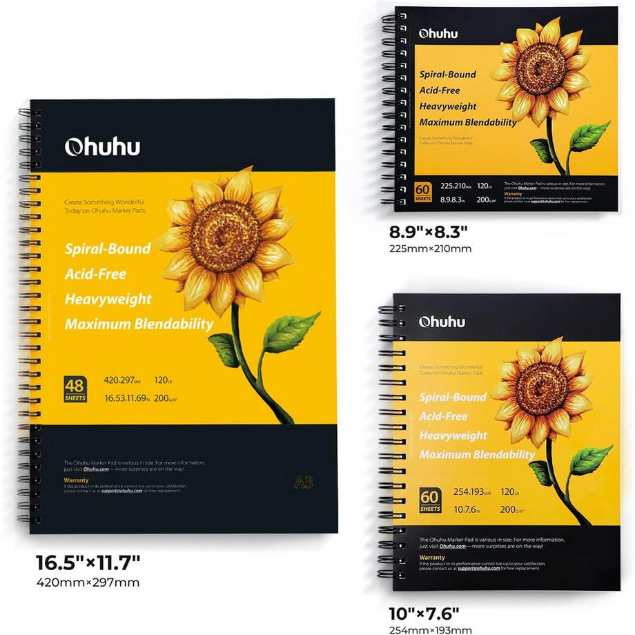 Ohuhu Carnet de croquis artistique 48 feuilles A3  