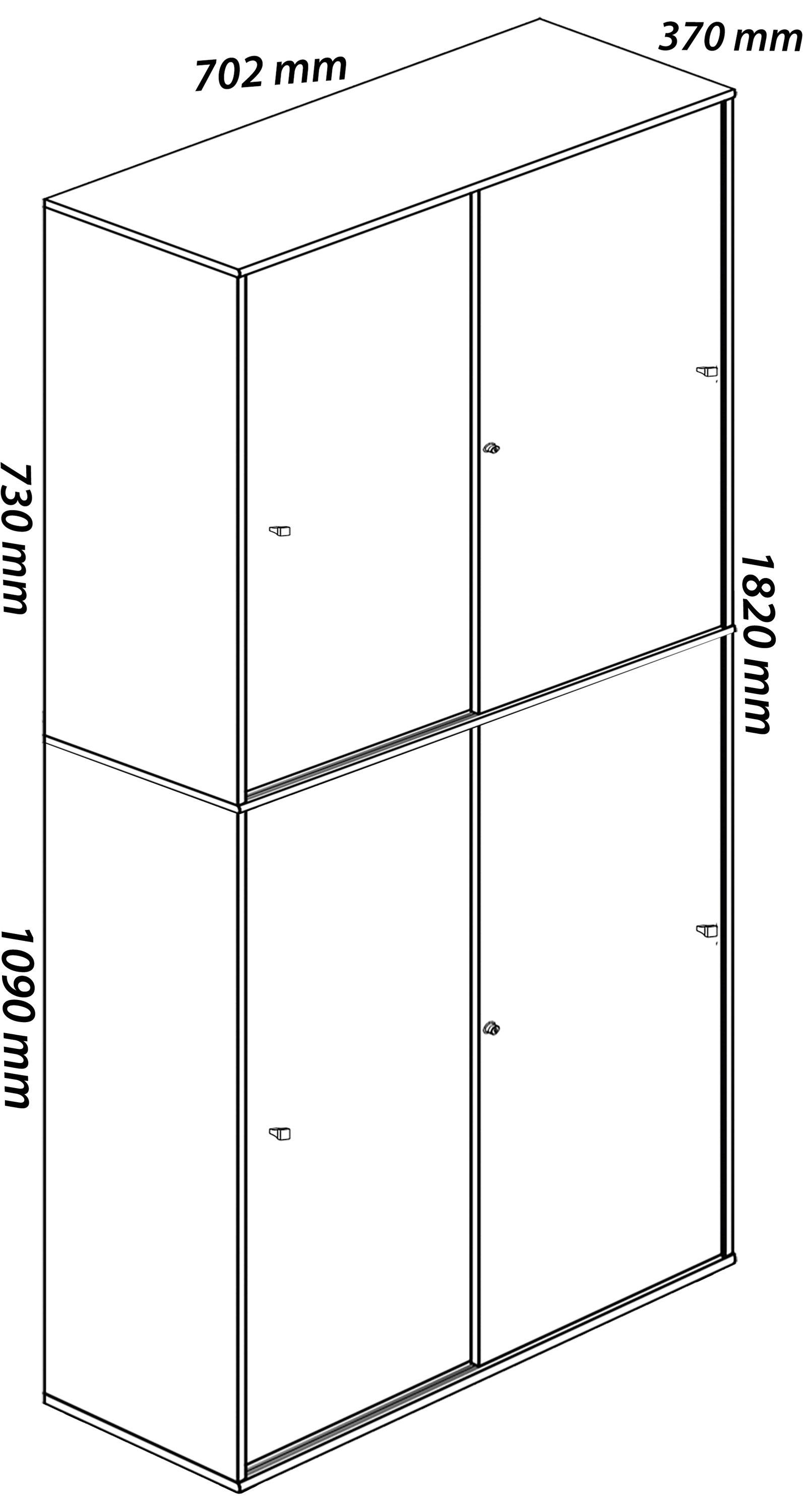 VCM Büroschrank mit 5 Fächern | moderner Aktenschrank mit Schiebetüren | Maße ca. B. 70 x H. 184 x T. 37 cm – Lona 5-Fach  