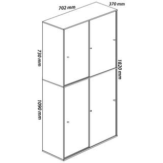 VCM Büroschrank mit 5 Fächern | moderner Aktenschrank mit Schiebetüren | Maße ca. B. 70 x H. 184 x T. 37 cm – Lona 5-Fach  