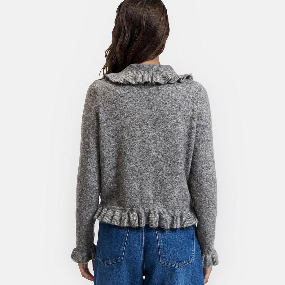 La Redoute Collections Cardigan col Claudine avec détails volants  