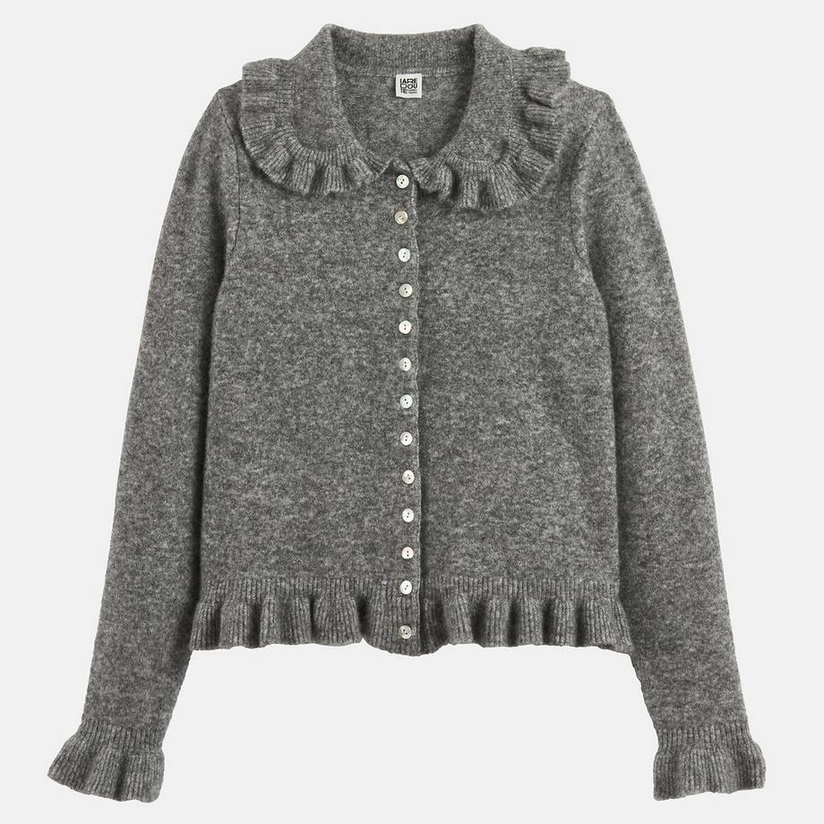 La Redoute Collections Cardigan col Claudine avec détails volants  