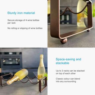 Intirilife Weinregal aus Eisen für 4 Weinflaschen - Stapelbar  