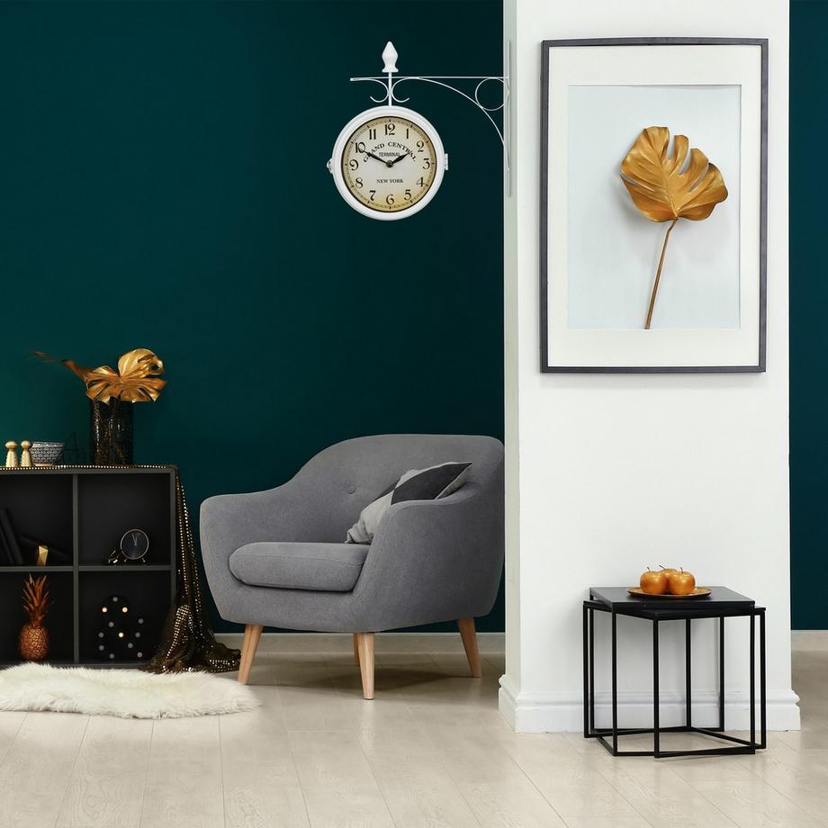 B2X Horloge de gare double face en blanc  