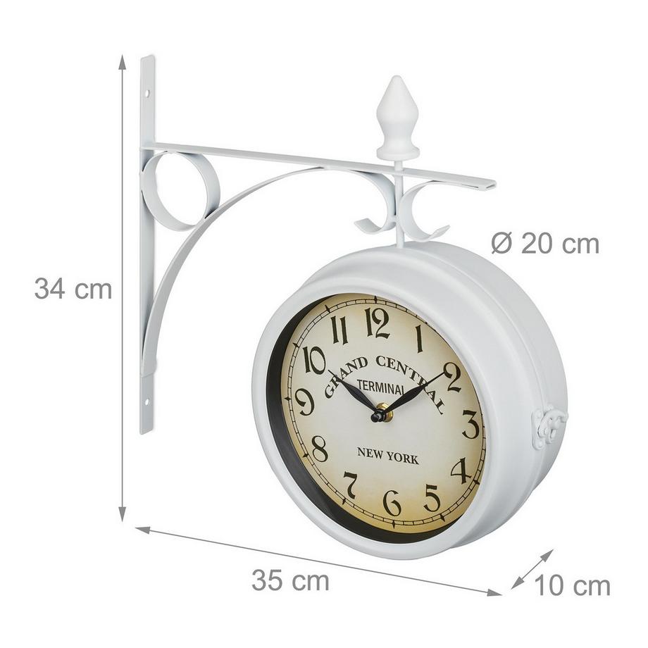 B2X Horloge de gare double face en blanc  