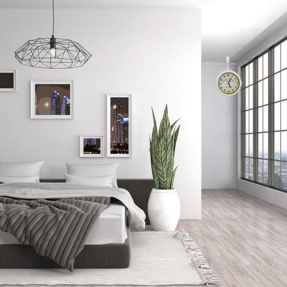 B2X Horloge de gare double face en blanc  