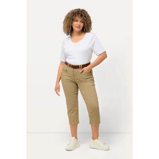 Ulla Popken  Pantaloni a 7/8 modello Mony in comodo tessuto elasticizzato con tasche con zip 