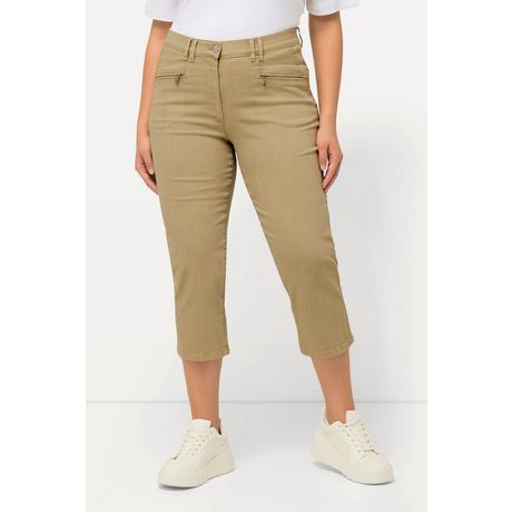 Ulla Popken  Pantaloni a 7/8 modello Mony in comodo tessuto elasticizzato con tasche con zip 