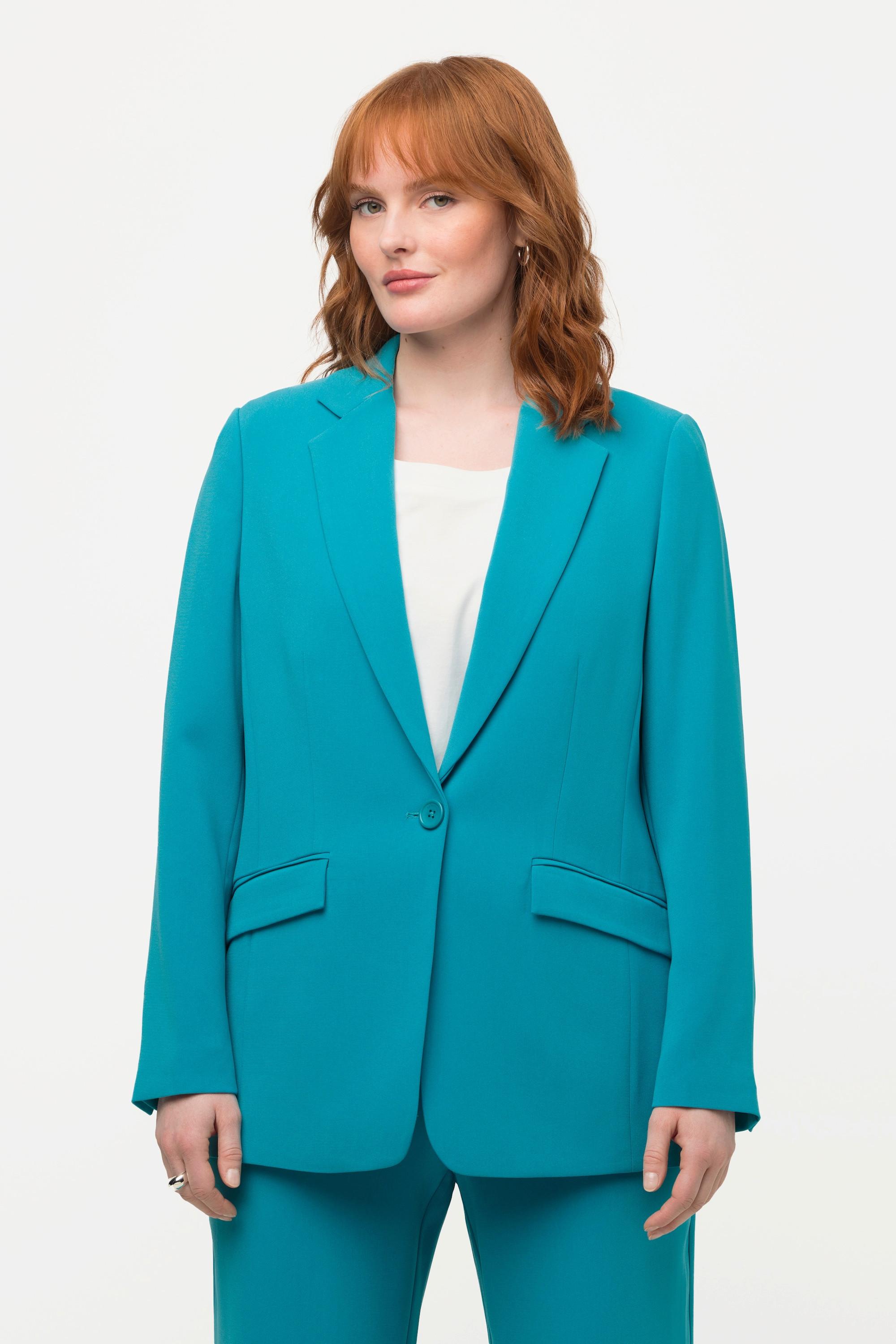 Ulla Popken  Blazer con revers, tasche con patta e abbottonatura 