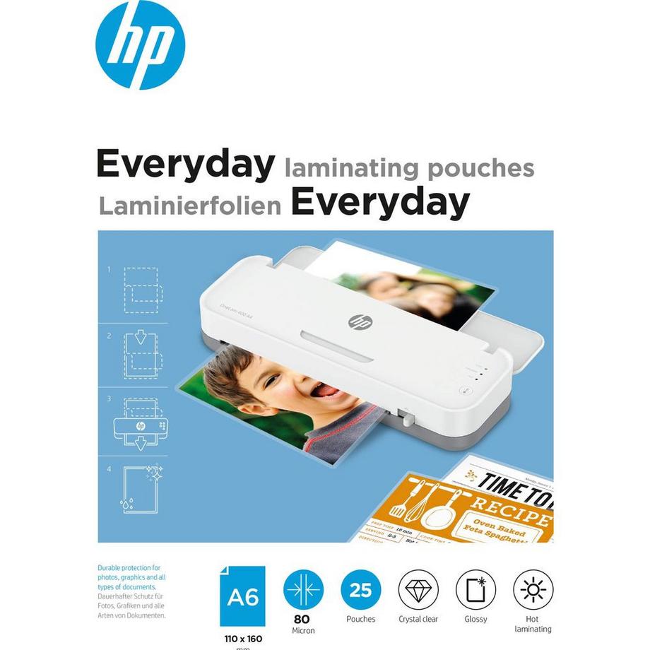 HPINC HP Everyday Laminating Pouches, A6, 80 Micron  
