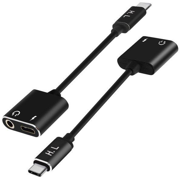 Avizar  Adattatore USB-C Audio/Carica Nero 