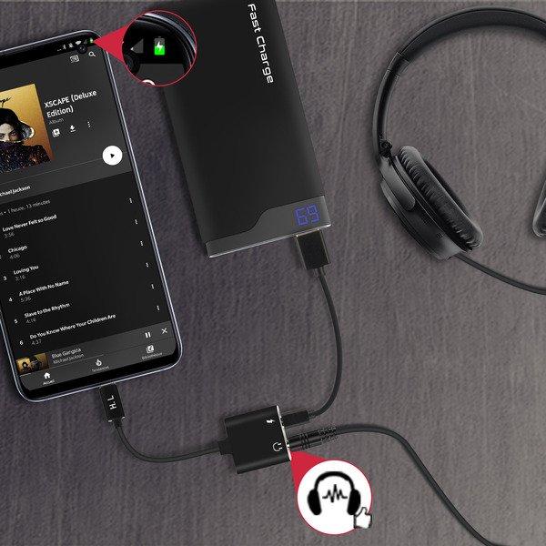 Avizar  Adaptateur Audio/Charge USB-C Noir 