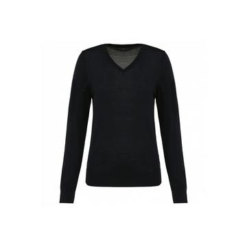 merino-puover mit v-ausschnitt, damen