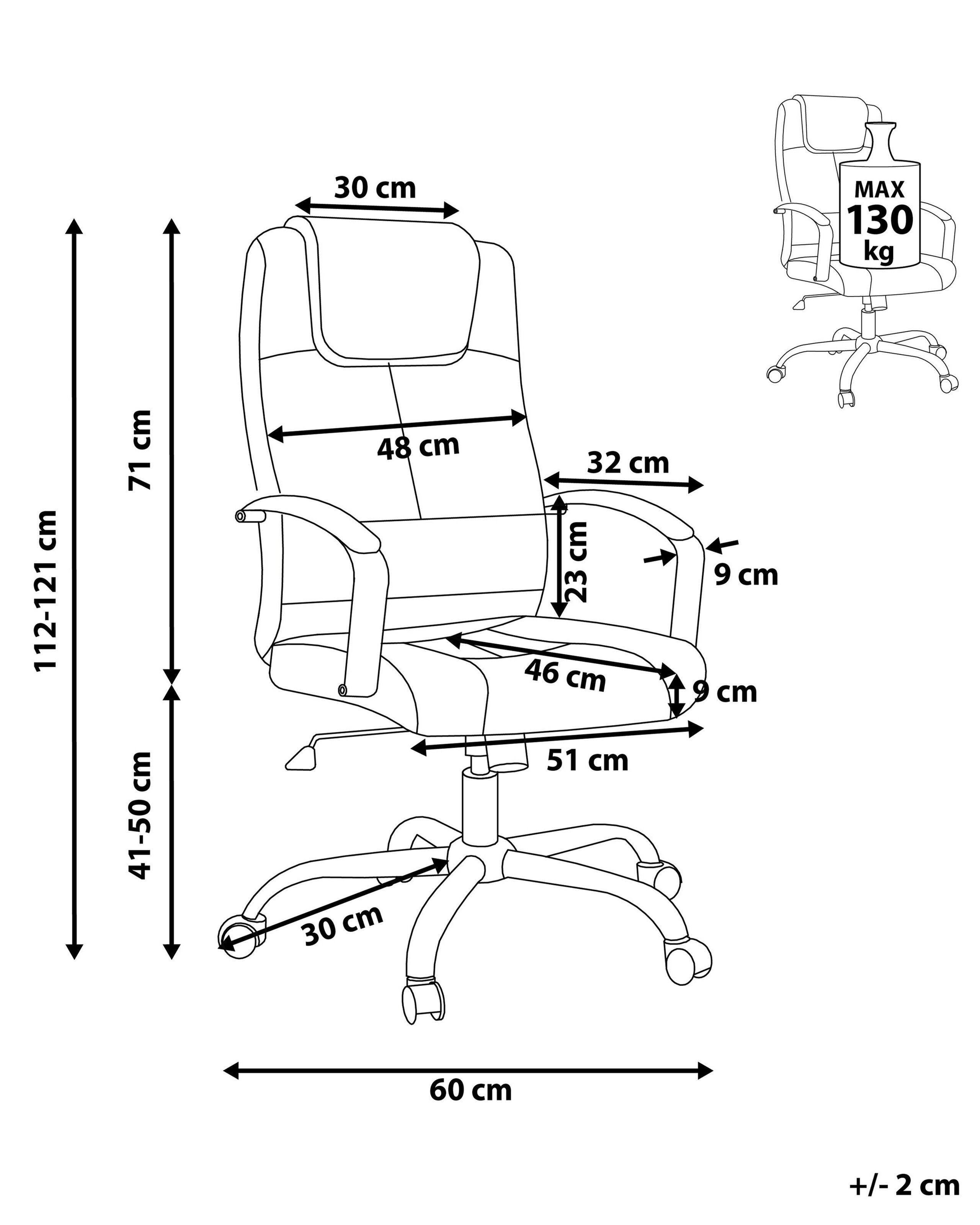 Beliani Fauteuil de bureau en Cuir PU Traditionnel WINNER  