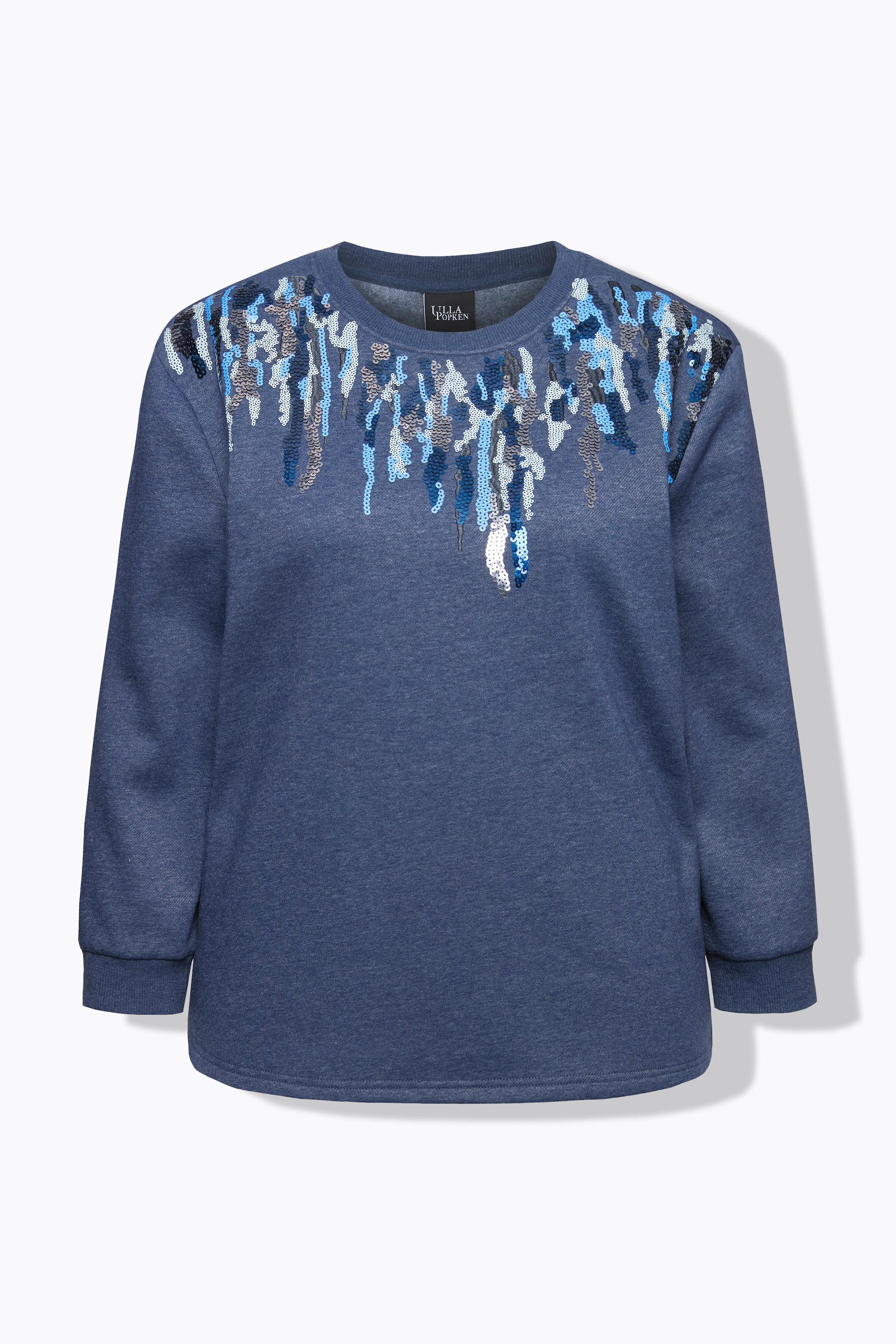 Ulla Popken Pull Paillettes Col Rond Manches Longues  