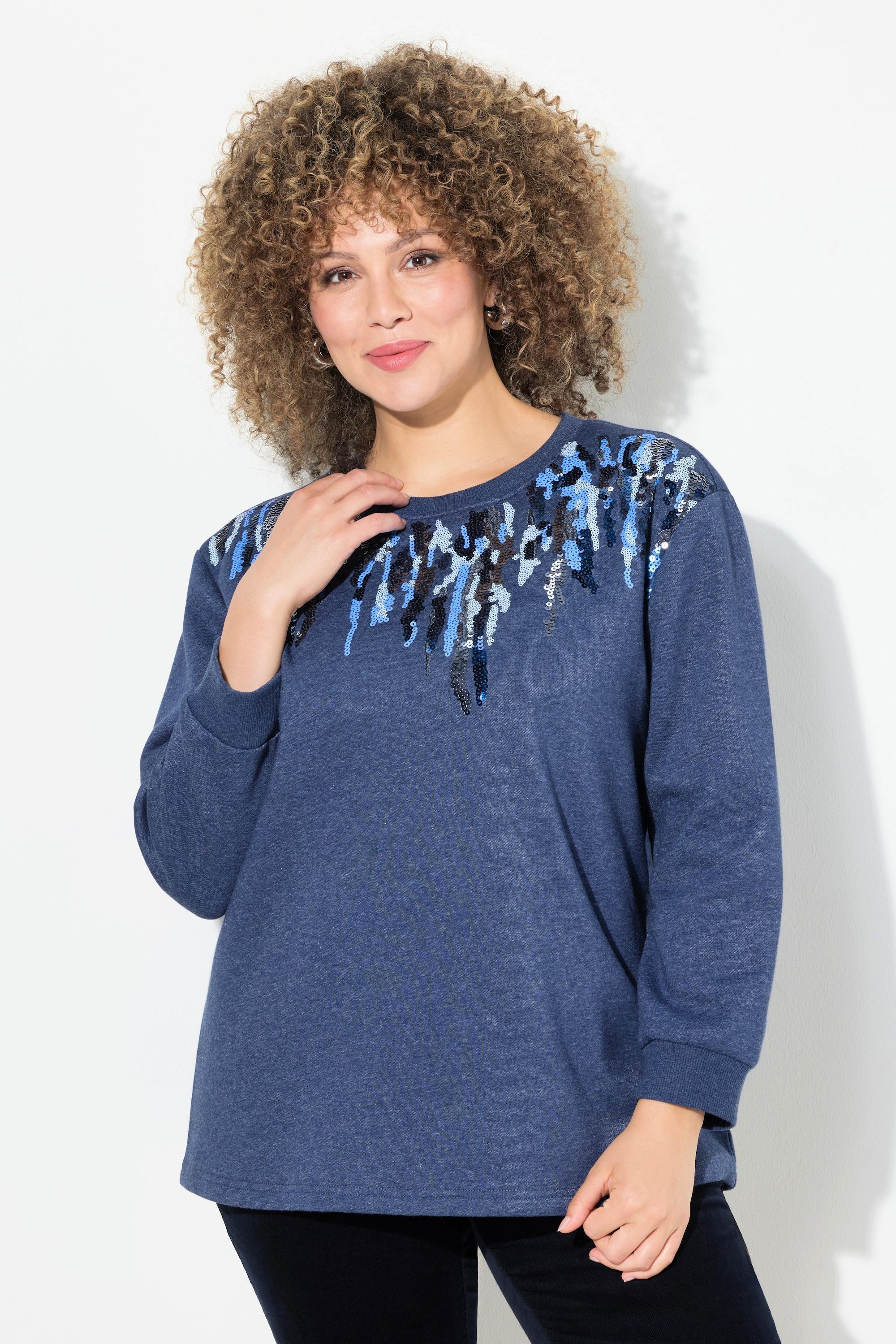 Ulla Popken  Sweater, Pailletten, Rundhals, Langarm 