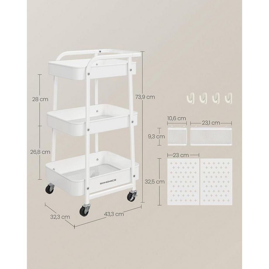 Songmics Chariot avec étagères en treillis métallique  