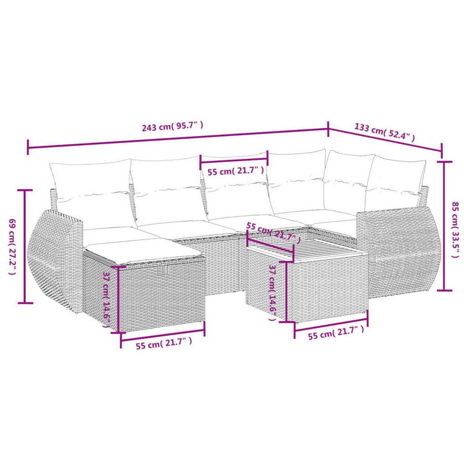 VidaXL set divano da giardino Polirattan  
