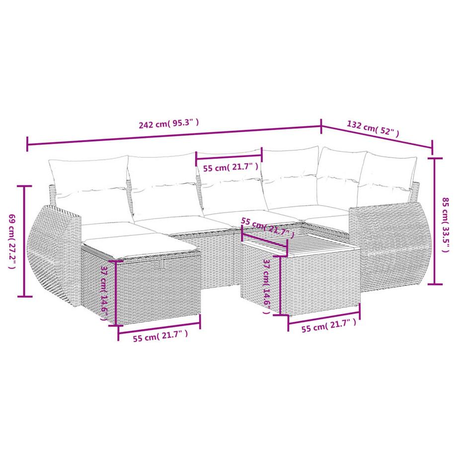 VidaXL set divano da giardino Polirattan  