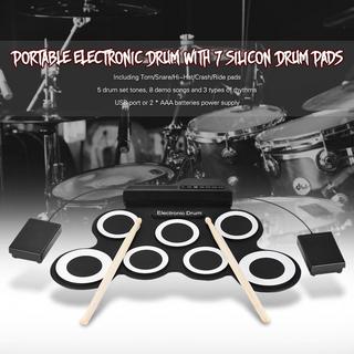 HOD Health and Home  Tragbares elektronisches digitales Drum -Kit USB 7 Drum Pads Rollen Sie Silikon -Drum -Set auf 
