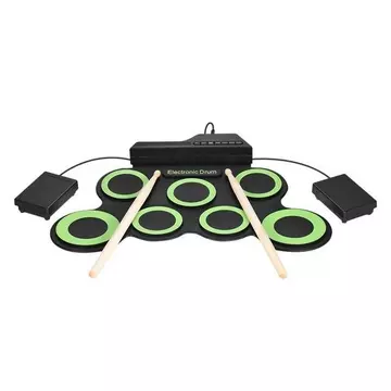 Tragbares elektronisches digitales Drum -Kit USB 7 Drum Pads Rollen Sie Silikon -Drum -Set auf
