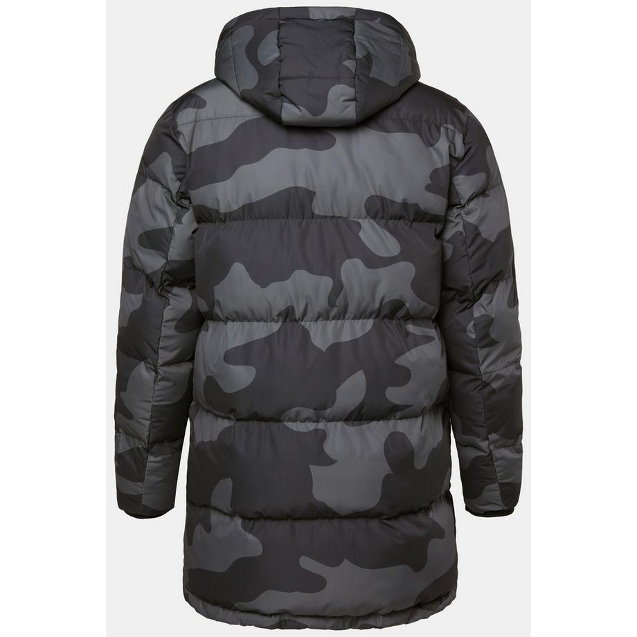 JP1880 Parka matelassée camouflage avec capuche et cordon de serrage à la taille  