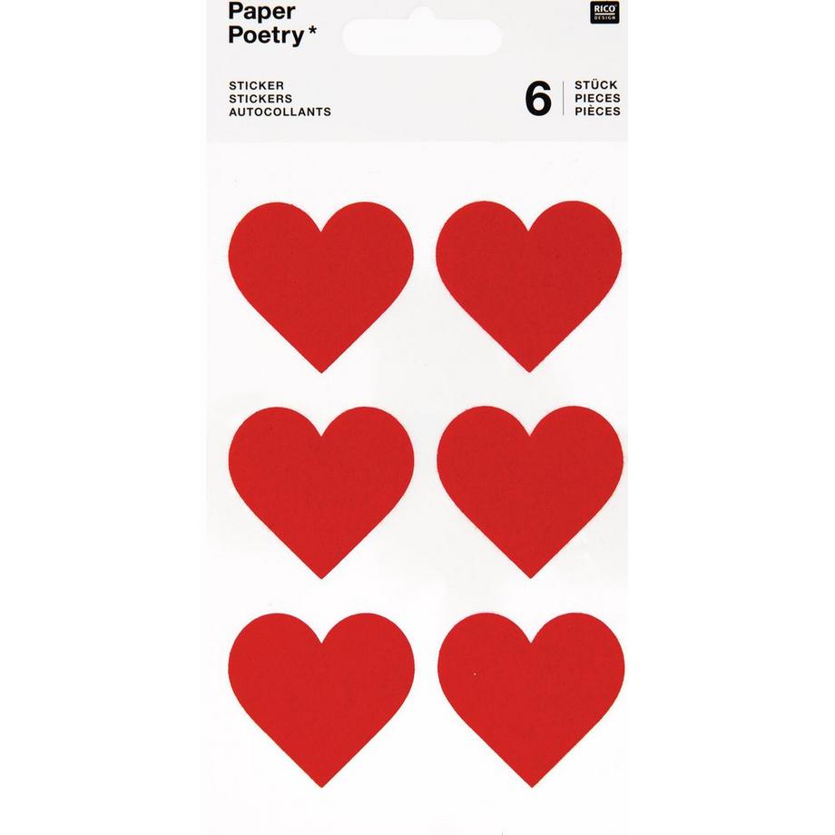 Filzsticker Herzen 6 Stück