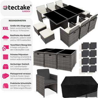 Tectake Salon de jardin NEW YORK 10 places avec 2 sets de housses + housse de protection, variante 2  