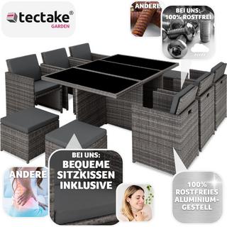 Tectake Salon de jardin NEW YORK 10 places avec 2 sets de housses + housse de protection, variante 2  