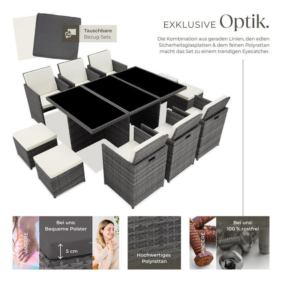 Tectake Salottino in rattan  New York con telaio in alluminio  