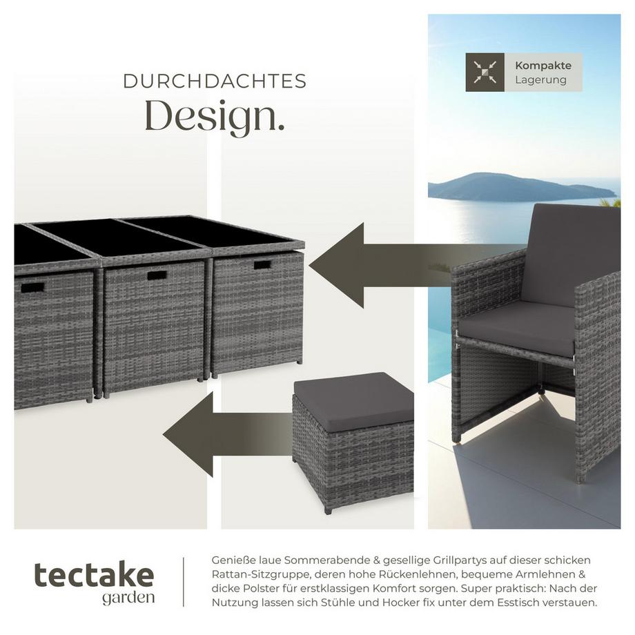 Tectake Salottino in rattan  New York con telaio in alluminio  