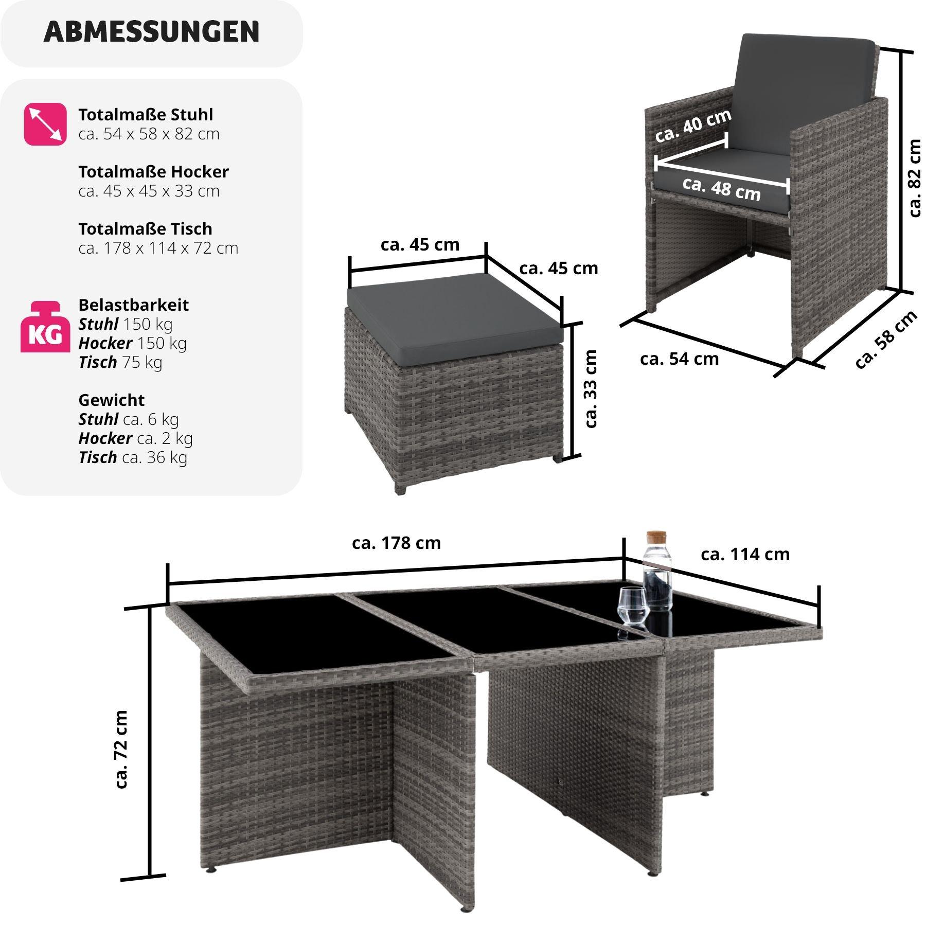 Tectake Salon de jardin NEW YORK 10 places avec 2 sets de housses + housse de protection, variante 2  