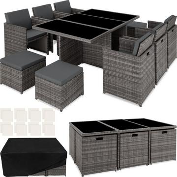 Salon de jardin NEW YORK 10 places avec 2 sets de housses + housse de protection, variante 2