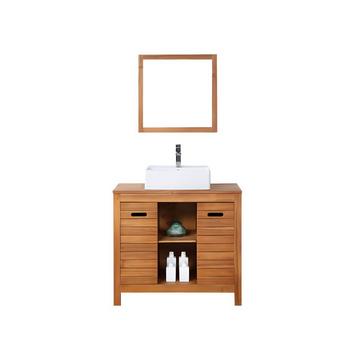 Mobile bagno con lavabo semplice e specchio  in Legno di acacia PULUKAN