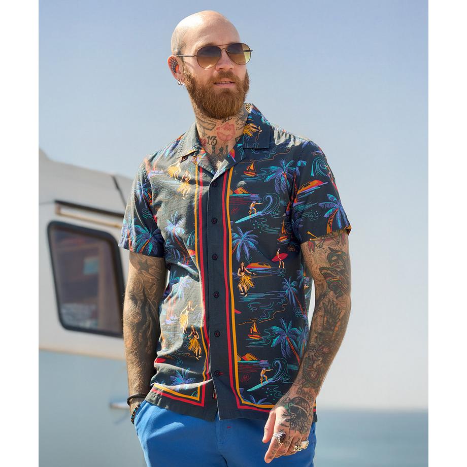 Joe Browns Chemise Cuba Surf Hawaï Manches Courtes  