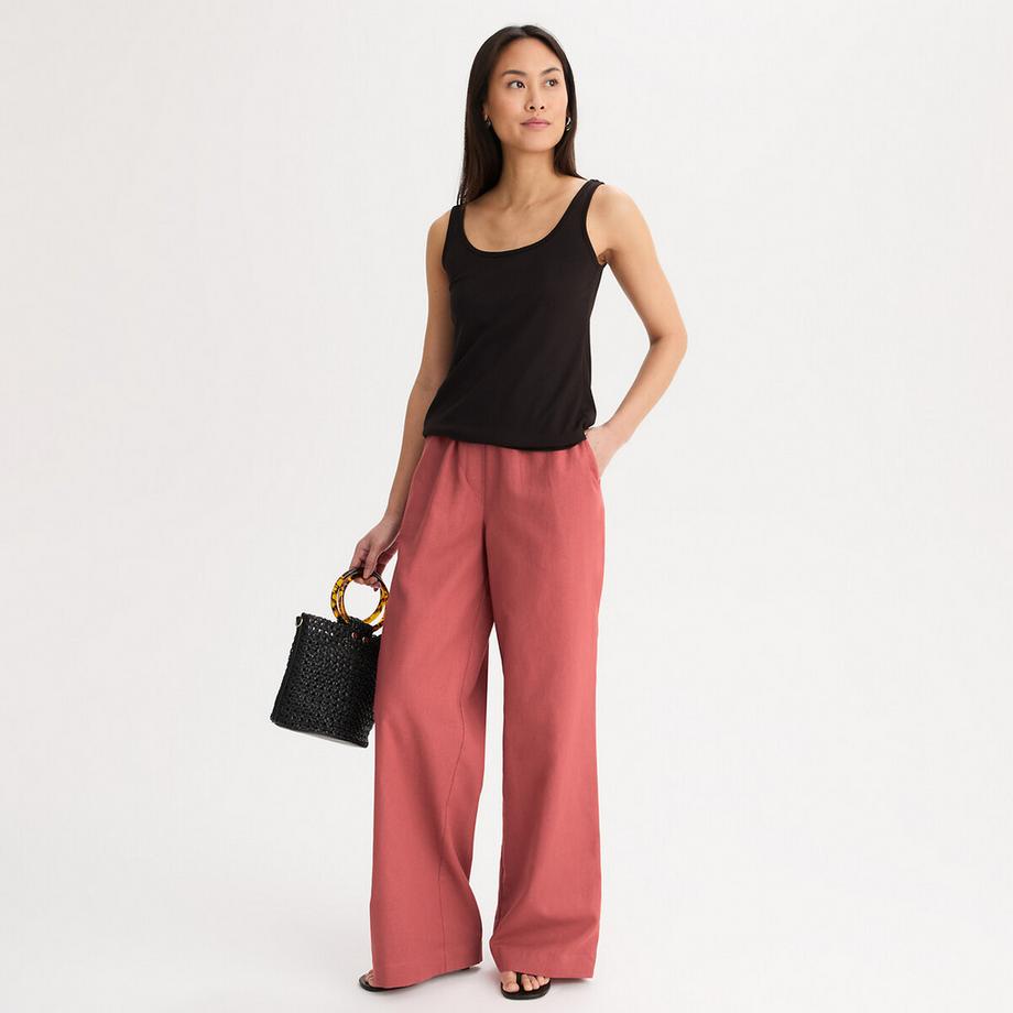 La Redoute Collections Pantalon Large en Lin Coton Mélangé à Taille Élastiquée  