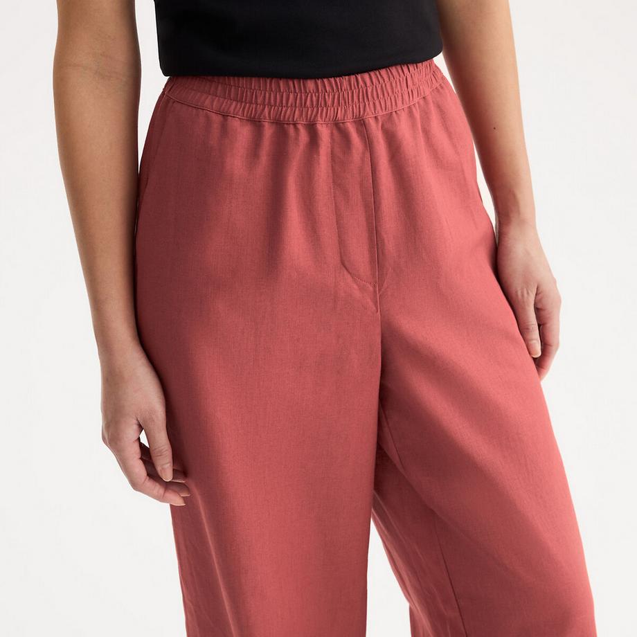 La Redoute Collections Pantalon Large en Lin Coton Mélangé à Taille Élastiquée  