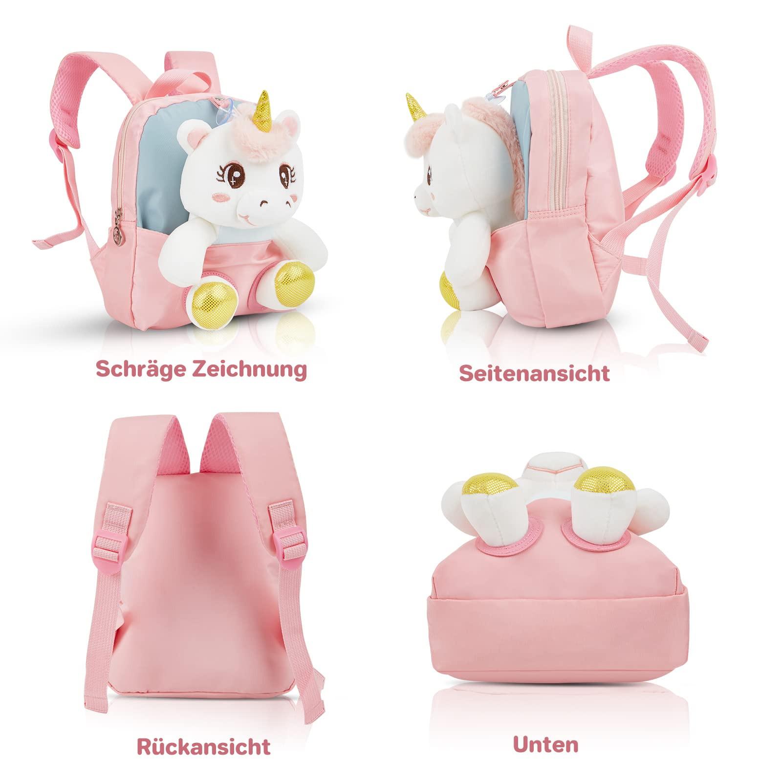 Only-bags.store  Kleiner Kinderrucksack,Abnehmbarer Plüschpuppen-Kindergartenrucksack 