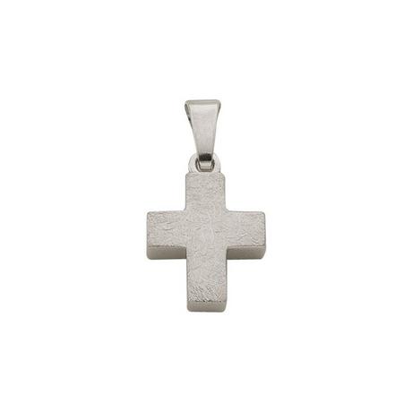 MUAU Schmuck  Anhänger Kreuz Weissgold 750, 16x9mm 