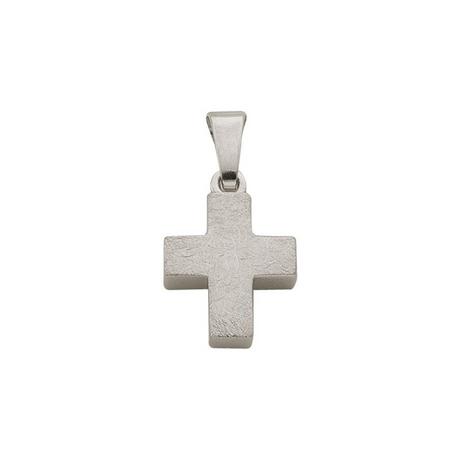 MUAU Schmuck  Pendentif croix en or blanc 750, 16x9mm 