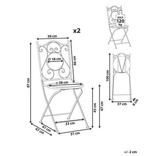 Beliani Lot de 2 chaises de jardin en Métal Méditerranéen ANAPO  